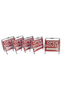 Open House Sign A-Frame Kit - 5 Pack - Red