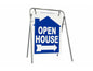 Open House Sign Metal A-Frame Kit - 5 Pack - House Graphic - Swinger - Blue - EZee Post