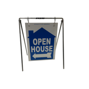 Open House Sign Metal A-Frame Kit - 5 Pack - House Graphic - Swinger - Blue