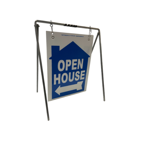 Open House Sign Metal A-Frame Kit - 5 Pack - House Graphic - Swinger - Blue