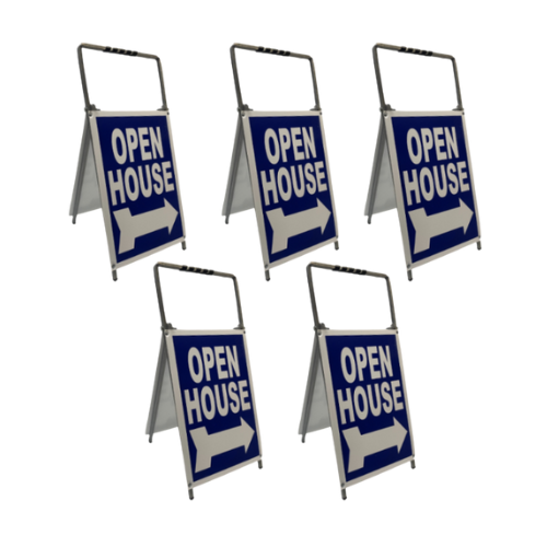 Open House Sign Metal A Frame Kit - 5 Pack - Mini- Blue