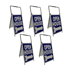 Open House Sign Metal A Frame Kit - 5 Pack - Mini- Blue