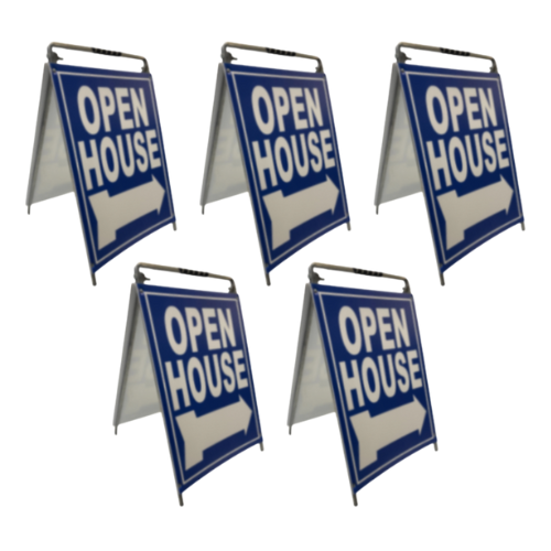 Open House Sign Metal A Frame Kit - 5 Pack - MOD - Blue