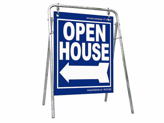 Open House Sign Metal A-Frame Kit - 5 Pack - Swinger - Blue - EZee Post