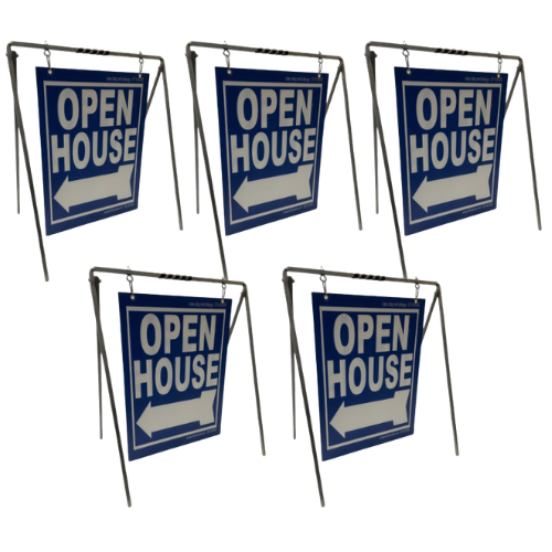 Open House Sign Metal A-Frame Kit - 5 Pack - Swinger - Blue