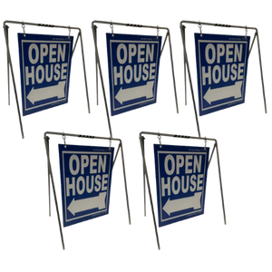 Open House Sign Metal A-Frame Kit - 5 Pack - Swinger - Blue