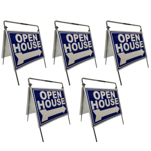 Open House Sign Metal A-Frame Kit - 5 Pack - Blue