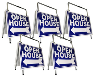 Open House Sign A-Frame Kit - 5 Pack - Blue