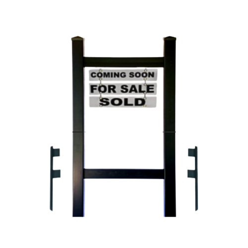 Double Post 2-Piece Real Estate Yard Sign (Riders Included) - Black