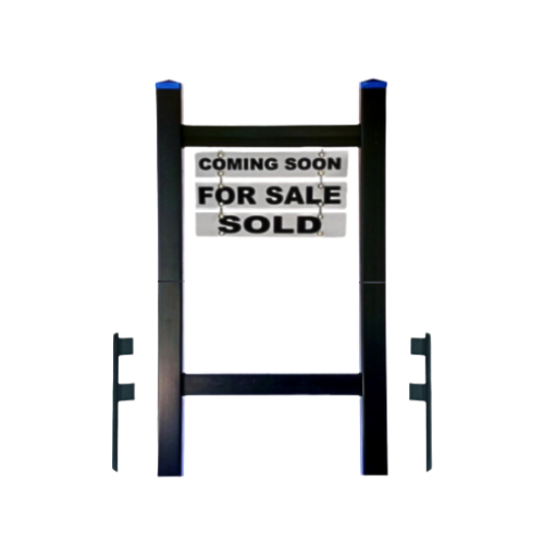 Double Post 2-Piece Real Estate Yard Sign (Riders Included) - Black
