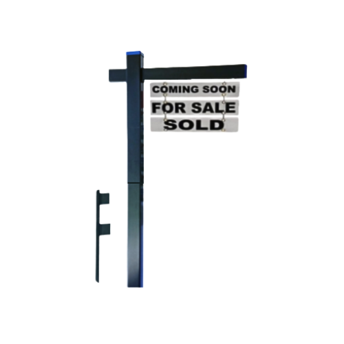 Classic 2-Piece Real Estate Yard Sign Post (Riders Included) - Black