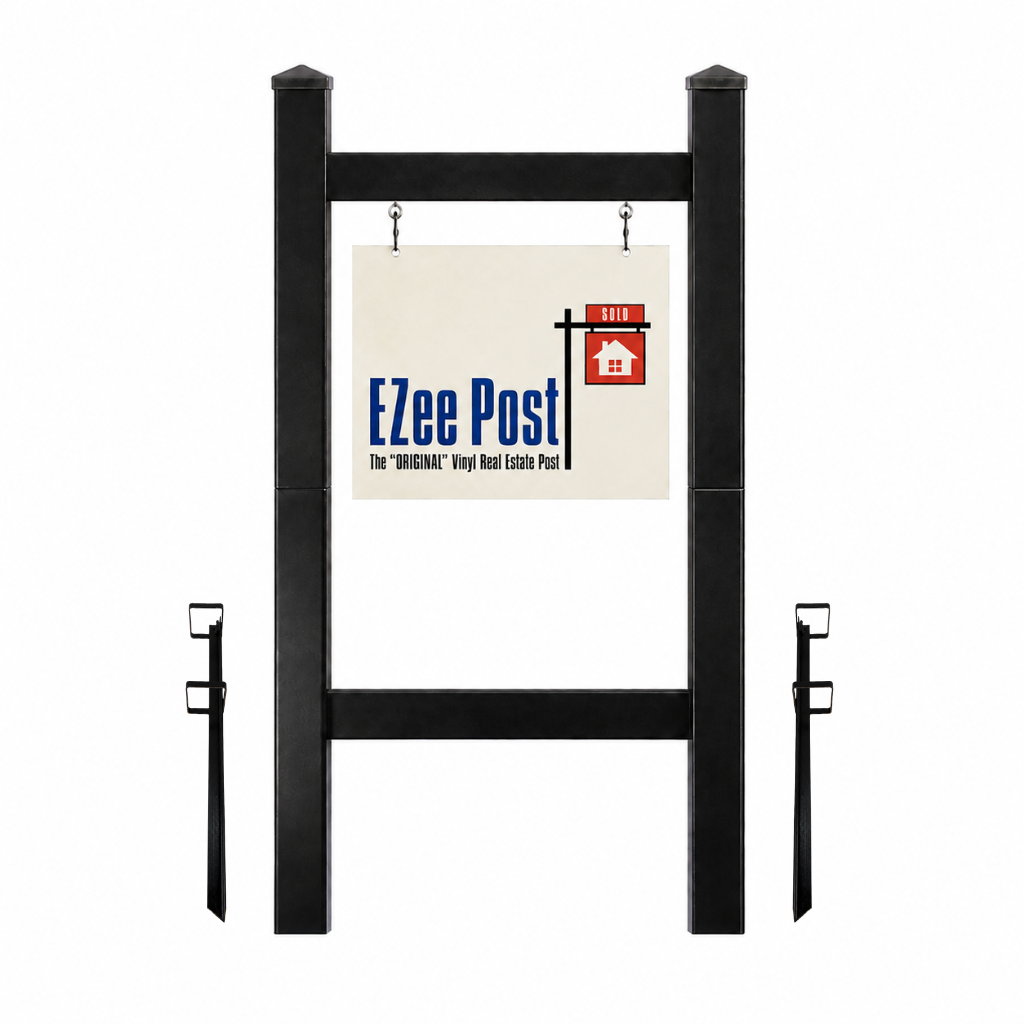 Double 2-Piece Real Estate Sign Post - Black - EZee Post