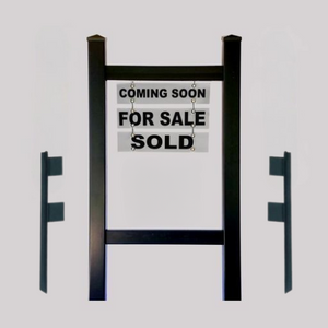 Double Post 2-Piece Real Estate Yard Sign (Riders Included) - Black