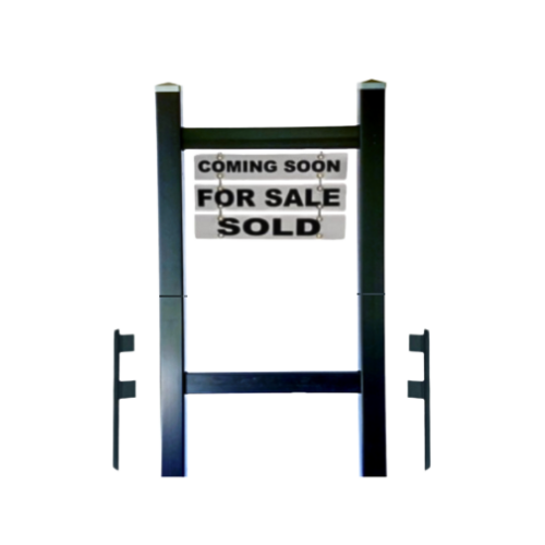 Double Post 2-Piece Real Estate Yard Sign (Riders Included) - Black