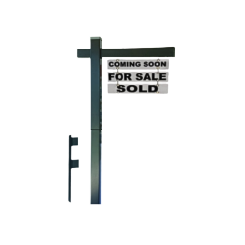 Classic 2-Piece Real Estate Yard Sign Post (Riders Included) - Black