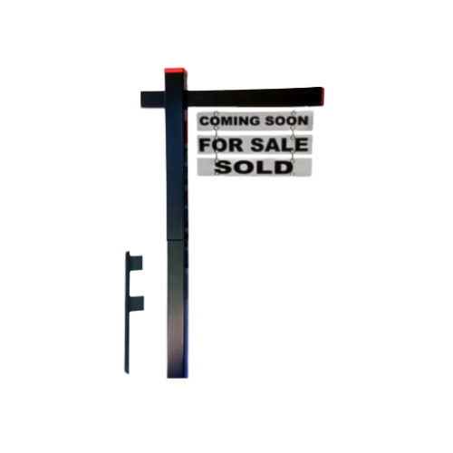 Classic 2-Piece Real Estate Yard Sign Post (Riders Included) - Black