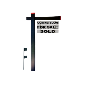 Classic 2-Piece Real Estate Yard Sign Post (Riders Included) - Black