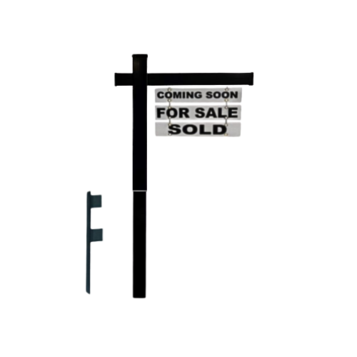 Classic 2-Piece Real Estate Yard Sign Post (Riders Included) - Black