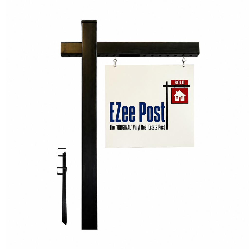 Classic 2-Piece Real Estate Sign Post - Black - EZee Post