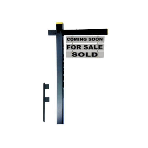 Classic 2-Piece Real Estate Yard Sign Post (Riders Included) - Black