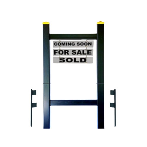 Double Post 2-Piece Real Estate Yard Sign (Riders Included) - Black