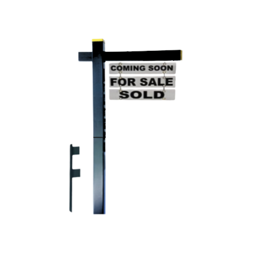 Classic 2-Piece Real Estate Yard Sign Post (Riders Included) - Black