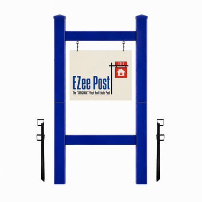 Double 2-Piece Real Estate Sign Post - Blue - EZee Post