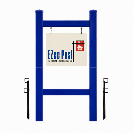 Double 2-Piece Real Estate Sign Post - Blue - EZee Post