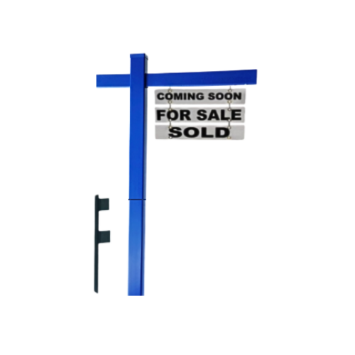 Classic 2-Piece Real Estate Yard Sign Post (Riders Included) - Blue