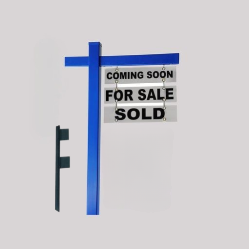 Classic 2-Piece Real Estate Yard Sign Post (Riders Included) - Blue