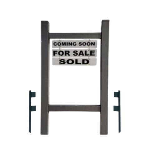 Double Post 2-Piece Real Estate Yard Sign (Riders Included) - Gray