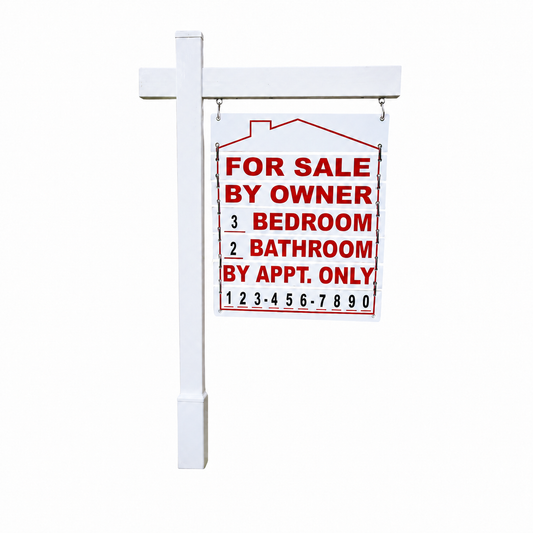 For Sale By Owner Real Estate Sign Post Kit - White