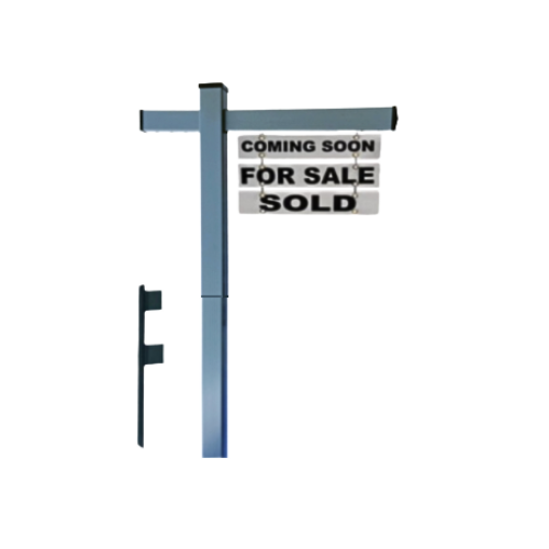 Classic 2-Piece Real Estate Yard Sign Post (Riders Included) -  Gray