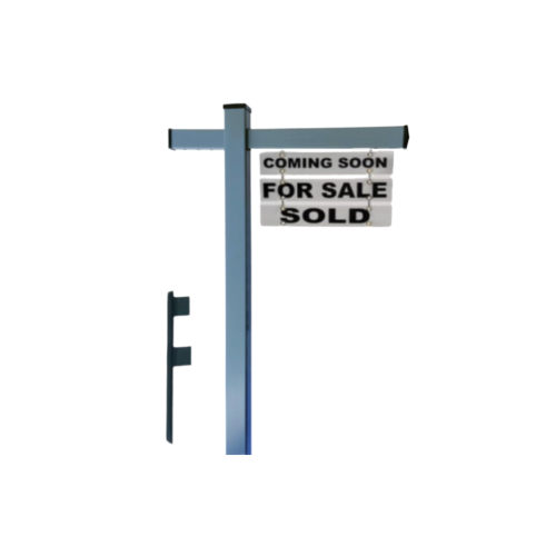 Classic 2-Piece Real Estate Yard Sign Post (Riders Included) -  Gray