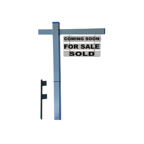 Classic 2-Piece Real Estate Yard Sign Post (Riders Included) -  Gray
