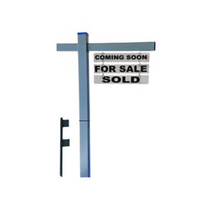 Classic 2-Piece Real Estate Yard Sign Post (Riders Included) -  Gray