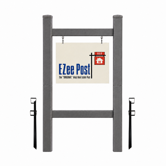 Double 2-Piece Real Estate Sign Post - Gray - EZee Post