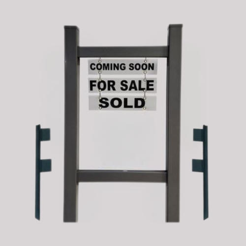 Double Post 2-Piece Real Estate Yard Sign (Riders Included) - Gray