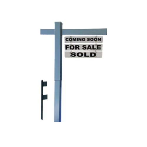Classic 2-Piece Real Estate Yard Sign Post (Riders Included) -  Gray