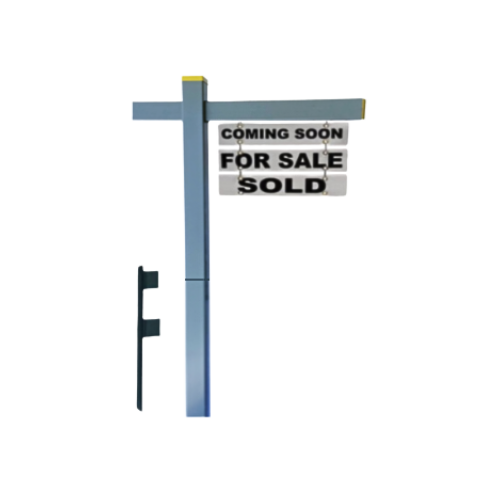 Classic 2-Piece Real Estate Yard Sign Post (Riders Included) -  Gray