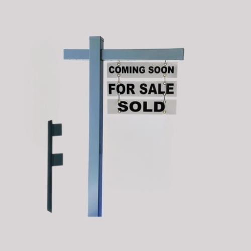 Classic 2-Piece Real Estate Yard Sign Post (Riders Included) -  Gray