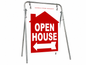 Open House Sign Metal A-Frame Kit - 5 Pack - House Graphic - Swinger - Red - EZee Post