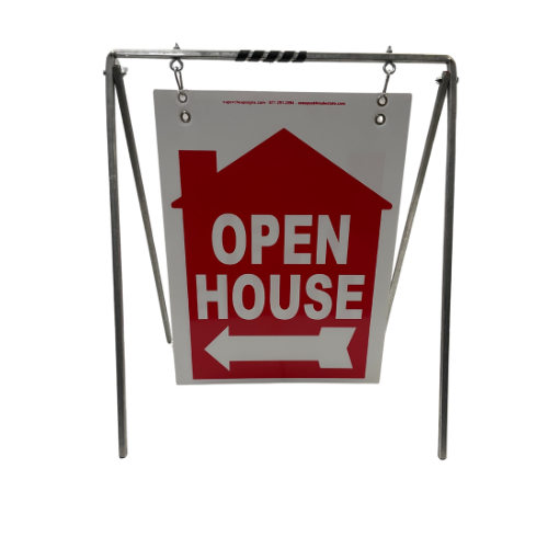 Open House Sign Metal A-Frame Kit - 5 Pack - House Graphic - Swinger - Red