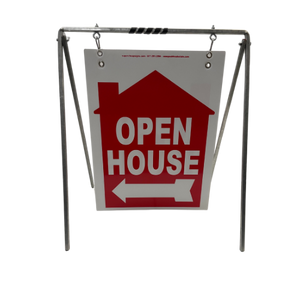 Open House Sign Metal A-Frame Kit - 5 Pack - House Graphic - Swinger - Red