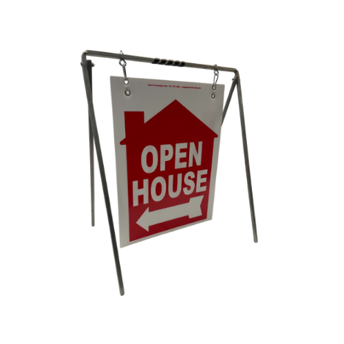 Open House Sign Metal A-Frame Kit - 5 Pack - House Graphic - Swinger - Red