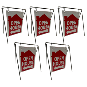 Open House Sign Metal A-Frame Kit - 5 Pack - House Graphic - Swinger - Red