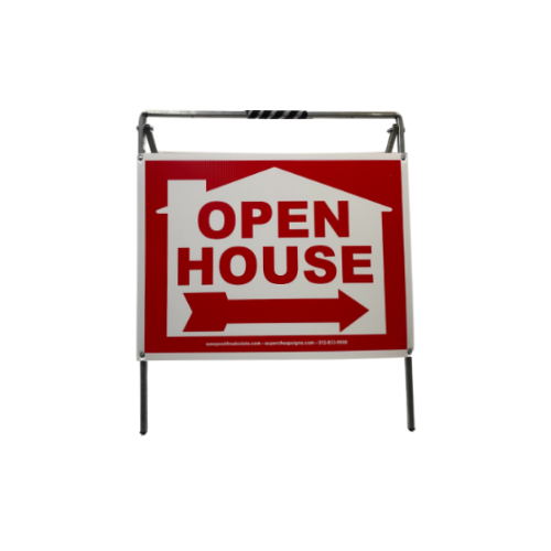 Open House Sign Metal A-Frame Kit - 5 Pack - House Graphic - Red