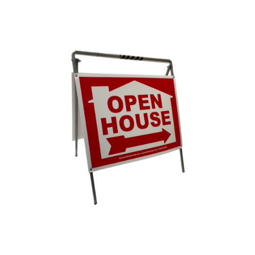 Open House Sign Metal A-Frame Kit - 5 Pack - House Graphic - Red