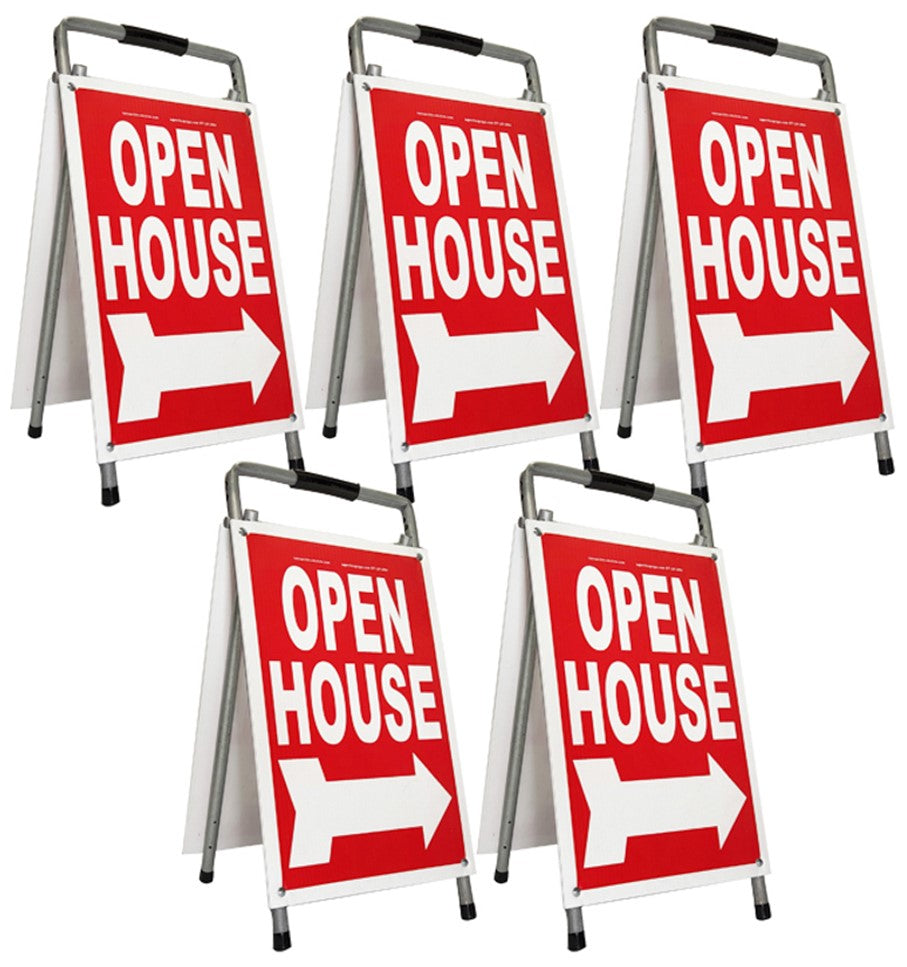 Open House Sign A-Frame - 5 Pack - MOD - Red