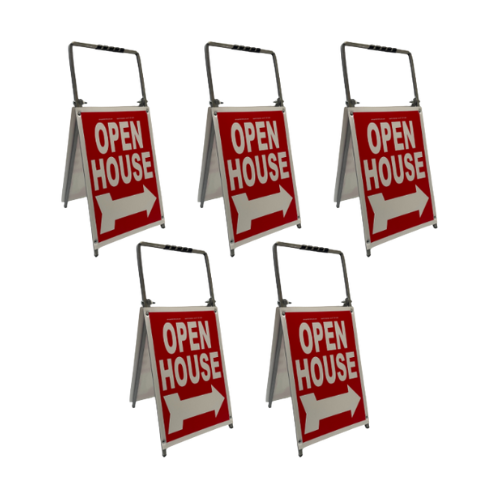 Open House Sign Metal A-Frame - 5 Pack - Mini - Red